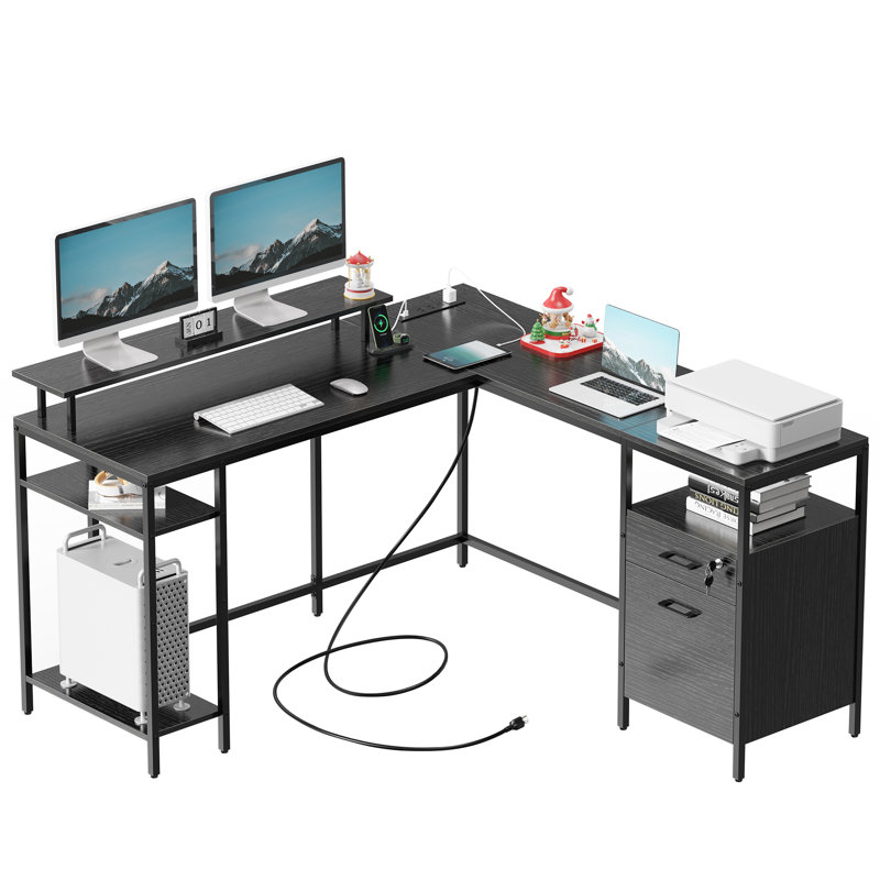 Latitude Run® 55" L Shaped Reversible Computer Desk for Home Office